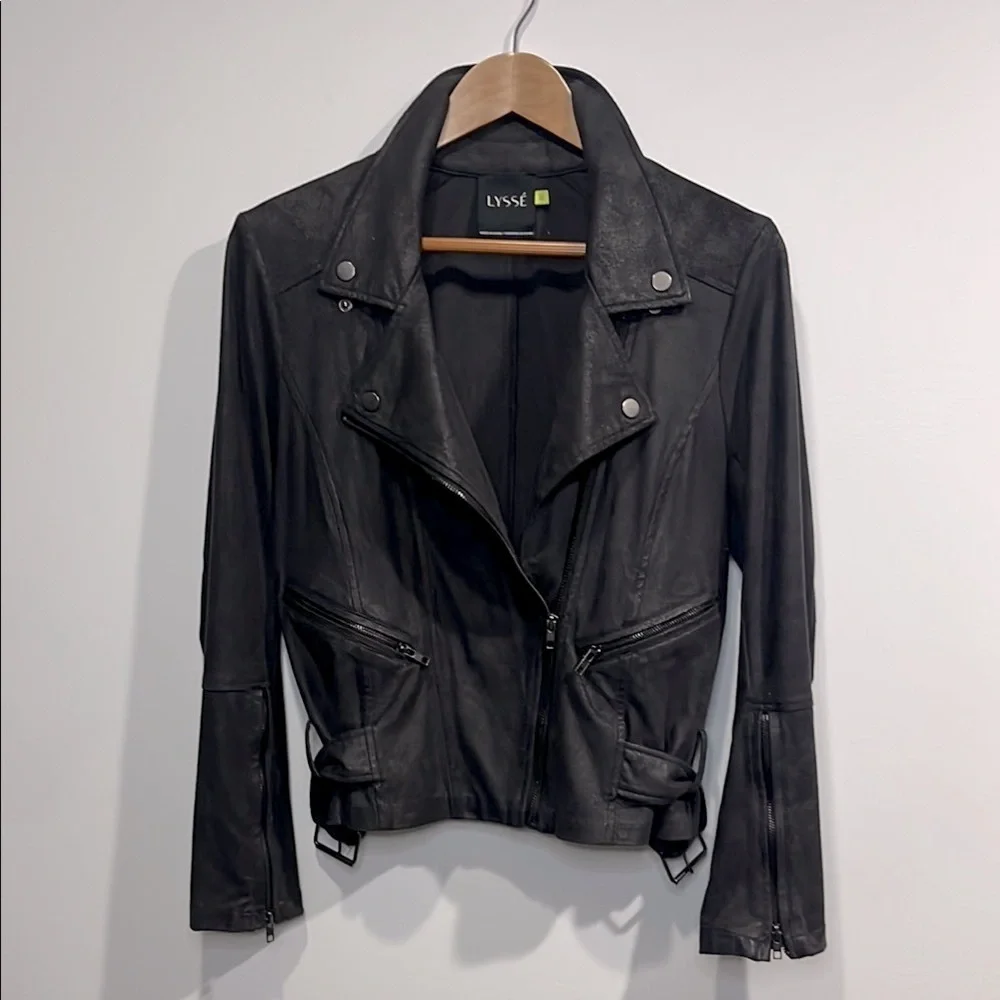 Lysse Black Vegan Suede Moto Jacket size medium